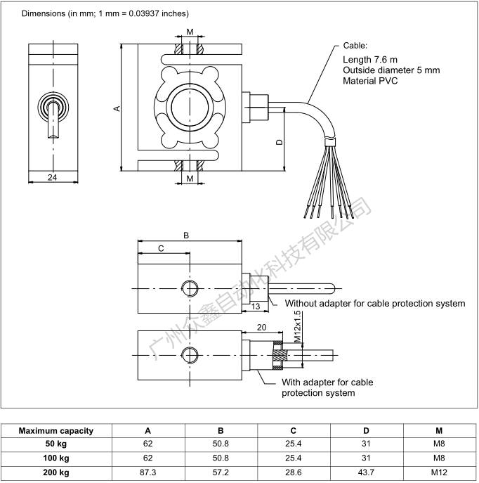德國(guó)HBM 1-RSCC3/5T稱重傳感器尺寸