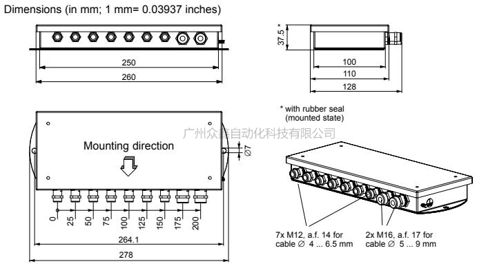 德國HBM接線盒1-VKK2R-8接線盒8孔不銹鋼接線盒尺寸