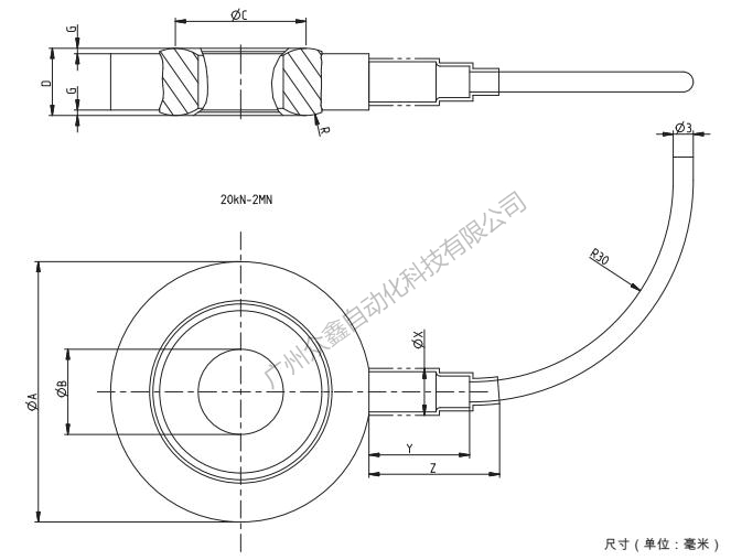 德國(guó)HBM 1-KMR+/500KN力傳感器產(chǎn)品尺寸1