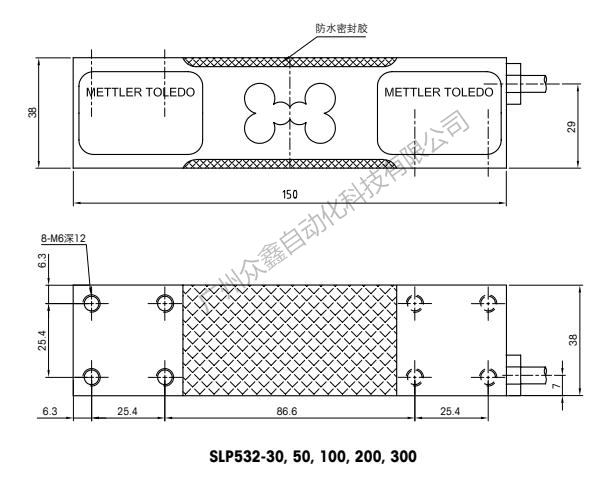 Mettler Toledo梅特勒托利多 SLP534-2T稱重傳感器產品尺寸