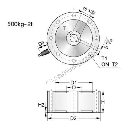 美國傳力 PTSH-2T稱重傳感器產(chǎn)品尺寸1