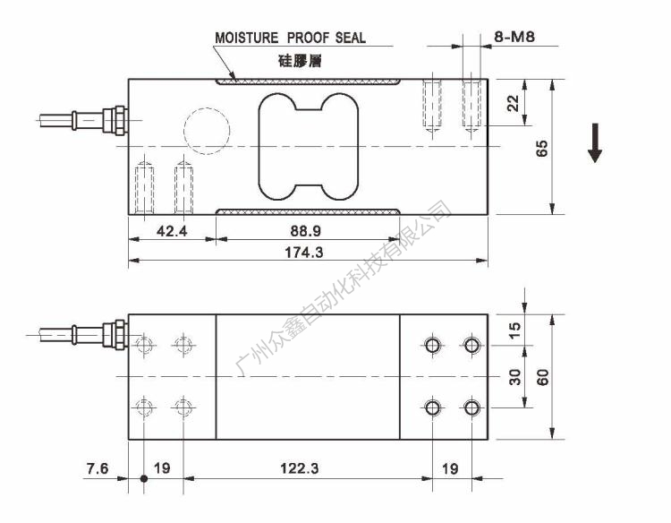 美國(guó)AC傳感器 PE-3-635kg稱重傳感器產(chǎn)品尺寸